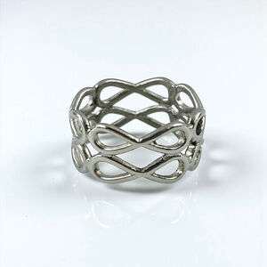 Vintage Celtic Silver Infinity Knot Band Ring, Size 8 1/4.